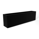 Hudson extra long fiberglass planter in Matte Black, 100 × 18 × 28 in, studio render