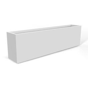 Hudson extra long fiberglass planter in Matte Bright White, 100 × 18 × 28 in, studio render