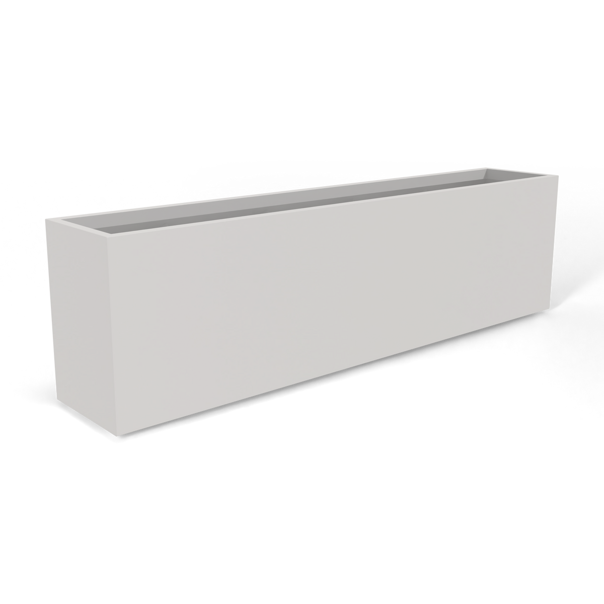 Hudson extra long fiberglass planter in Matte Cement Grey, 100 × 18 × 28 in, studio render
