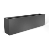 Hudson extra long fiberglass planter in Matte Gunmetal, 100 × 18 × 28 in, studio render