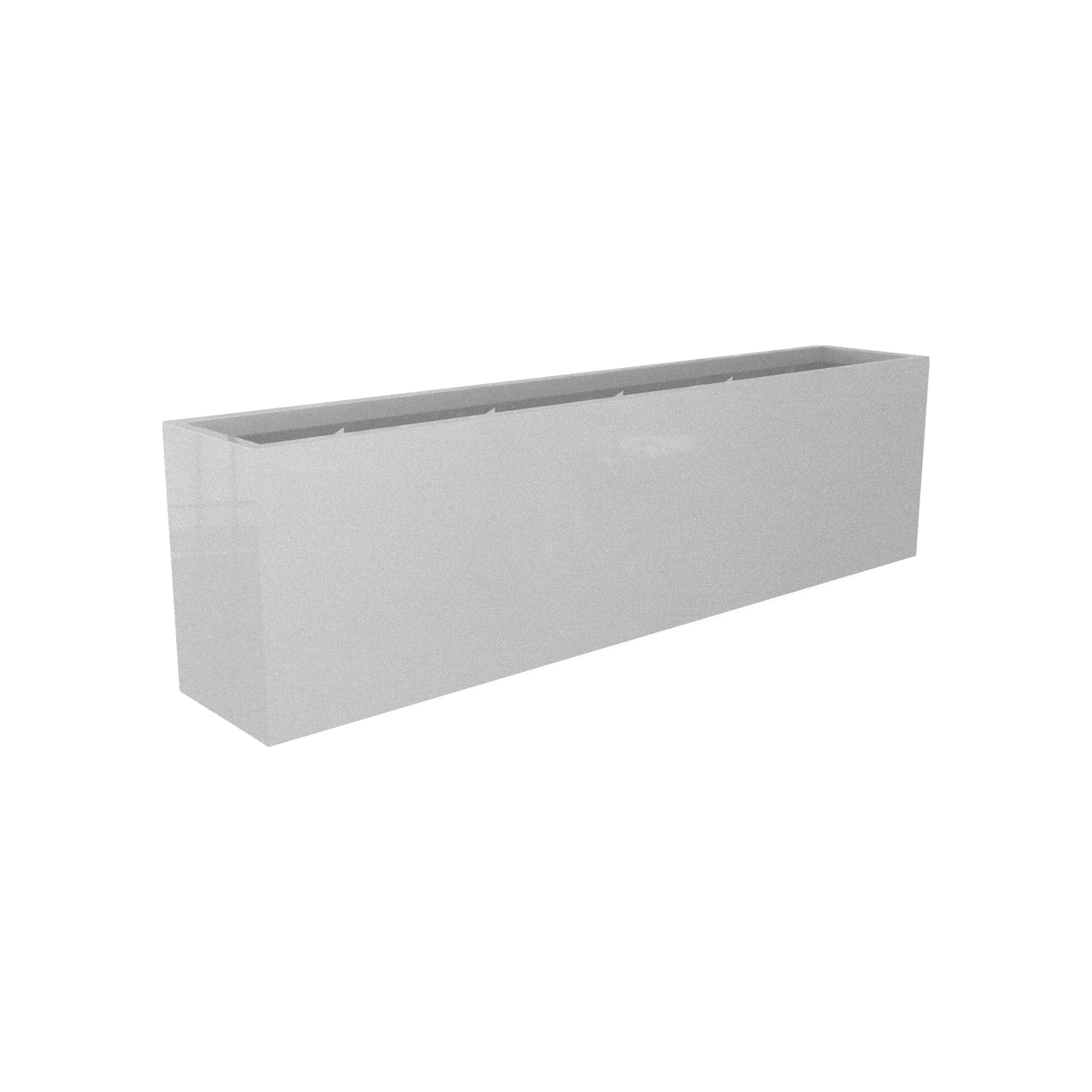 Hudson rectangular fiberglass planter in Metallic Silver