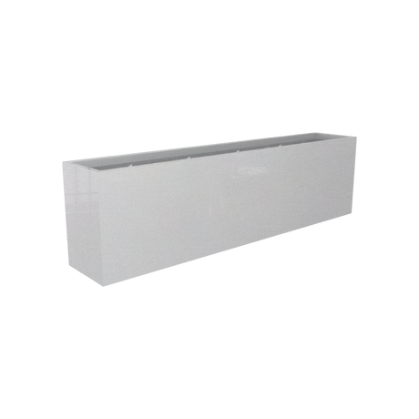 Hudson rectangular fiberglass planter in Metallic Silver