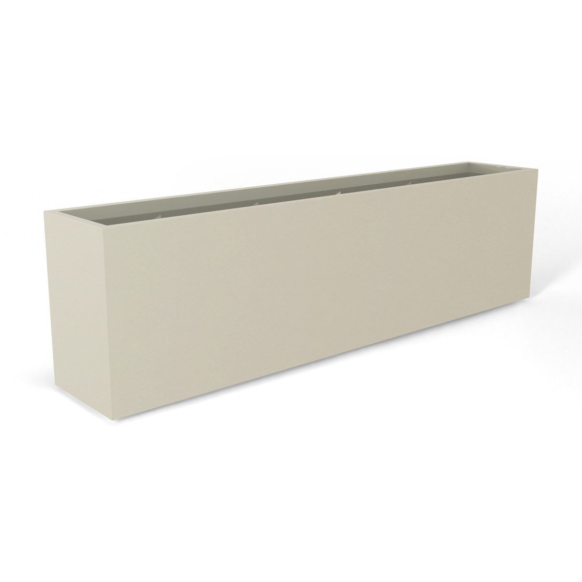 Hudson extra long fiberglass planter in Satin Beige, 100 × 18 × 28 in, studio render