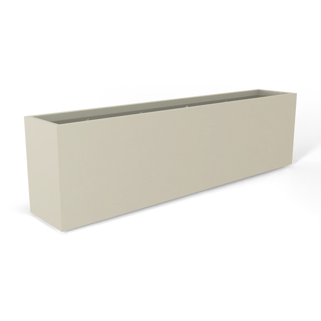 Hudson extra long fiberglass planter in Satin Beige, 100 × 18 × 28 in, studio render
