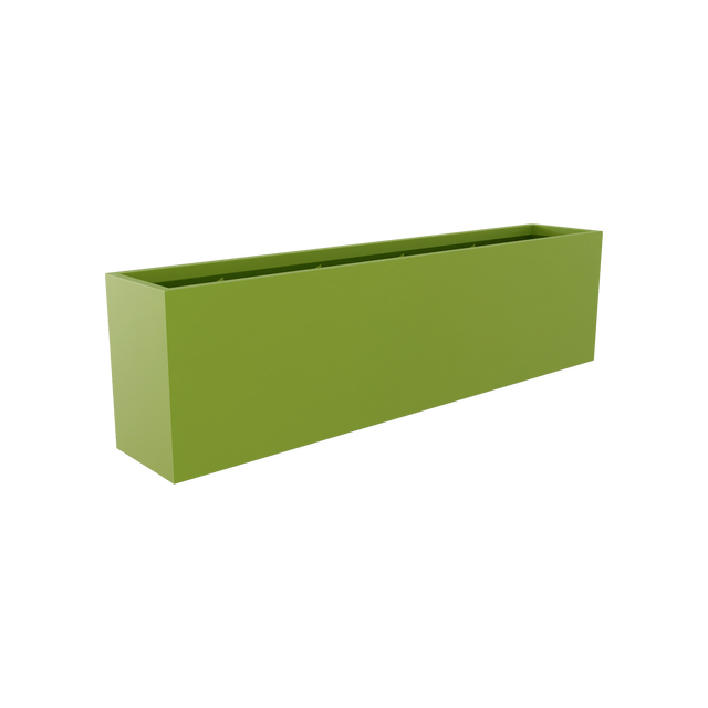 Hudson rectangular fiberglass planter in Satin Green