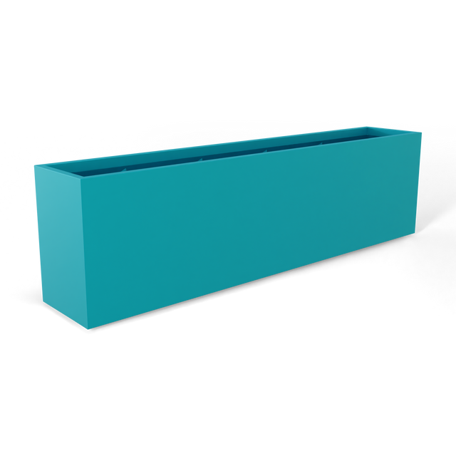 Hudson extra long fiberglass planter in Satin Seafoam Green, 100 × 18 × 28 in, studio render