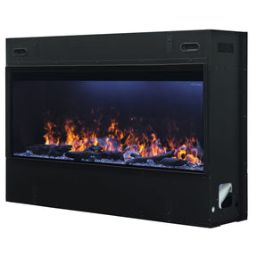 Dimplex Opti-Myst Linear Vapor Electric Fireplace with realistic vapor flames and glowing log effect in a sleek black housing