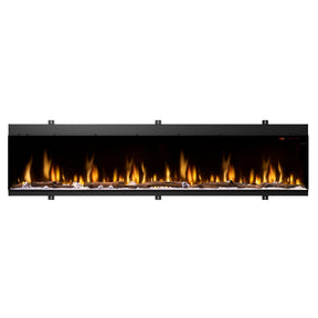 Dimplex IgniteXL Bold Built-In Linear Electric Fireplace with bright yellow flames and sleek black frame on white background