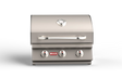 Bull Built‑In Gas & Charcoal Grills stainless steel outdoor grill with three control knobs and built-in thermometer