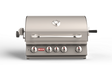 Bull Built‑In Gas & Charcoal Grills stainless steel outdoor grill with five control knobs and built-in temperature gauge