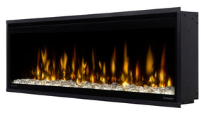 Dimplex Ignite Evolve Linear Electric Fireplace with ultra-realistic flames and crystal ember bed in a sleek black frame
