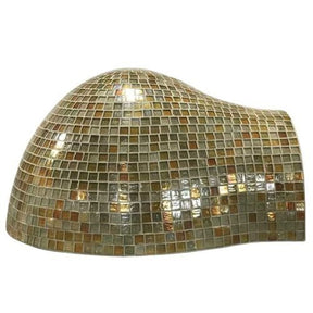 HPC Fire Forno Dual Fuel Pizza Oven dome covered with reflective square mosaic tiles in earth tones