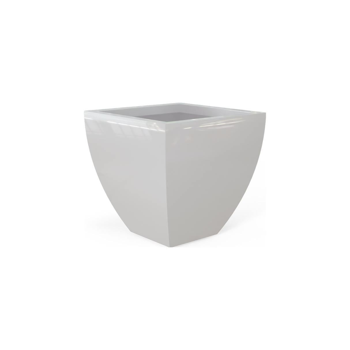 Lima tapered square fiberglass planter in Gloss Bright White