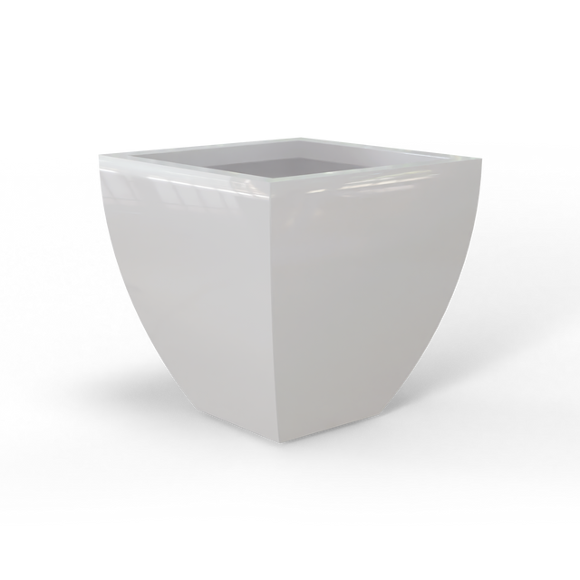 Lima tapered square fiberglass planter in Gloss Bright White, studio render