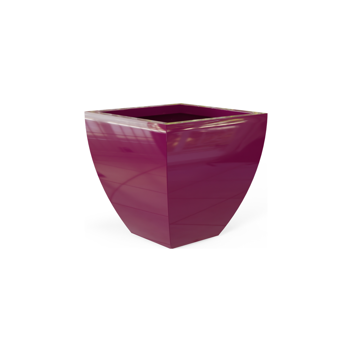 Lima tapered square fiberglass planter in Gloss Eggplant