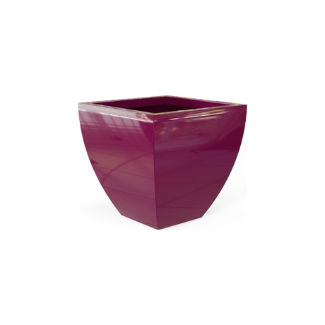 Lima tapered square fiberglass planter in Gloss Eggplant