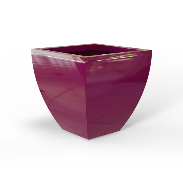 Lima tapered square fiberglass planter in Gloss Eggplant, studio render