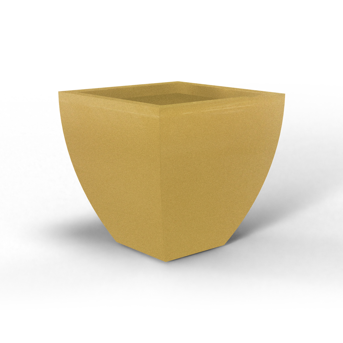 Lima tapered square fiberglass planter in Gloss Metallic Gold, studio render