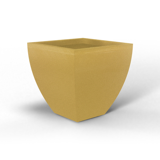 Lima tapered square fiberglass planter in Gloss Metallic Gold, studio render
