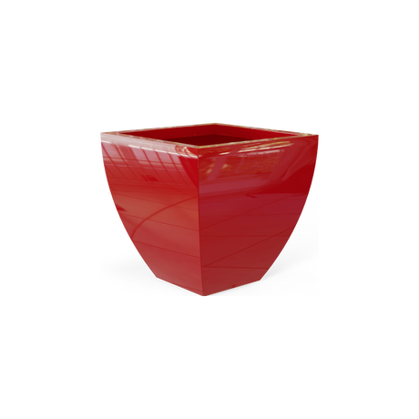 Lima tapered square fiberglass planter in Gloss Red