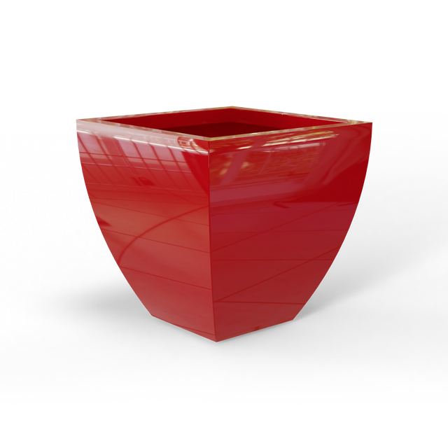 Lima tapered square fiberglass planter in Gloss Red, studio render