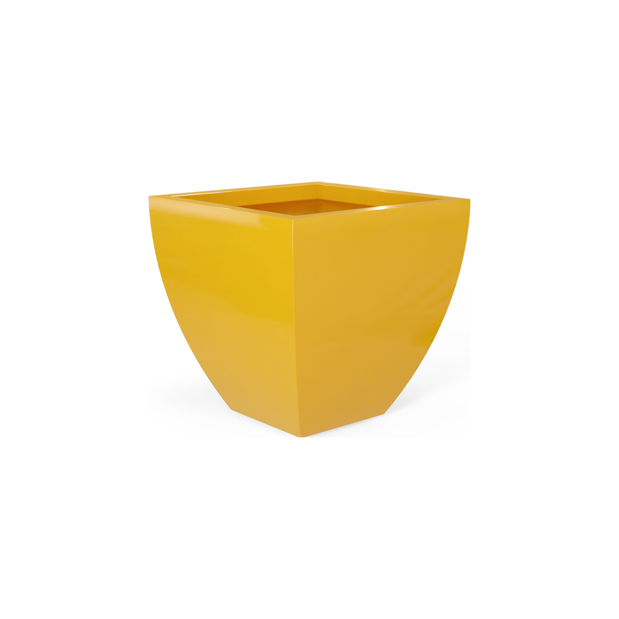 Lima tapered square fiberglass planter in Gloss Saffron