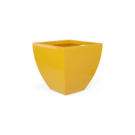 Lima tapered square fiberglass planter in Gloss Saffron