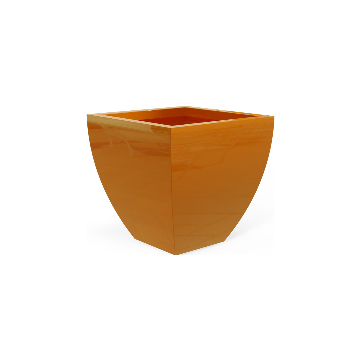 Lima tapered square fiberglass planter in Gloss Tangerine