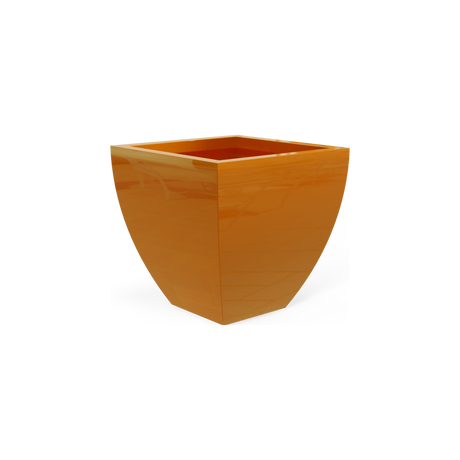 Lima tapered square fiberglass planter in Gloss Tangerine