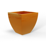 Lima tapered square fiberglass planter in Gloss Tangerine, studio render