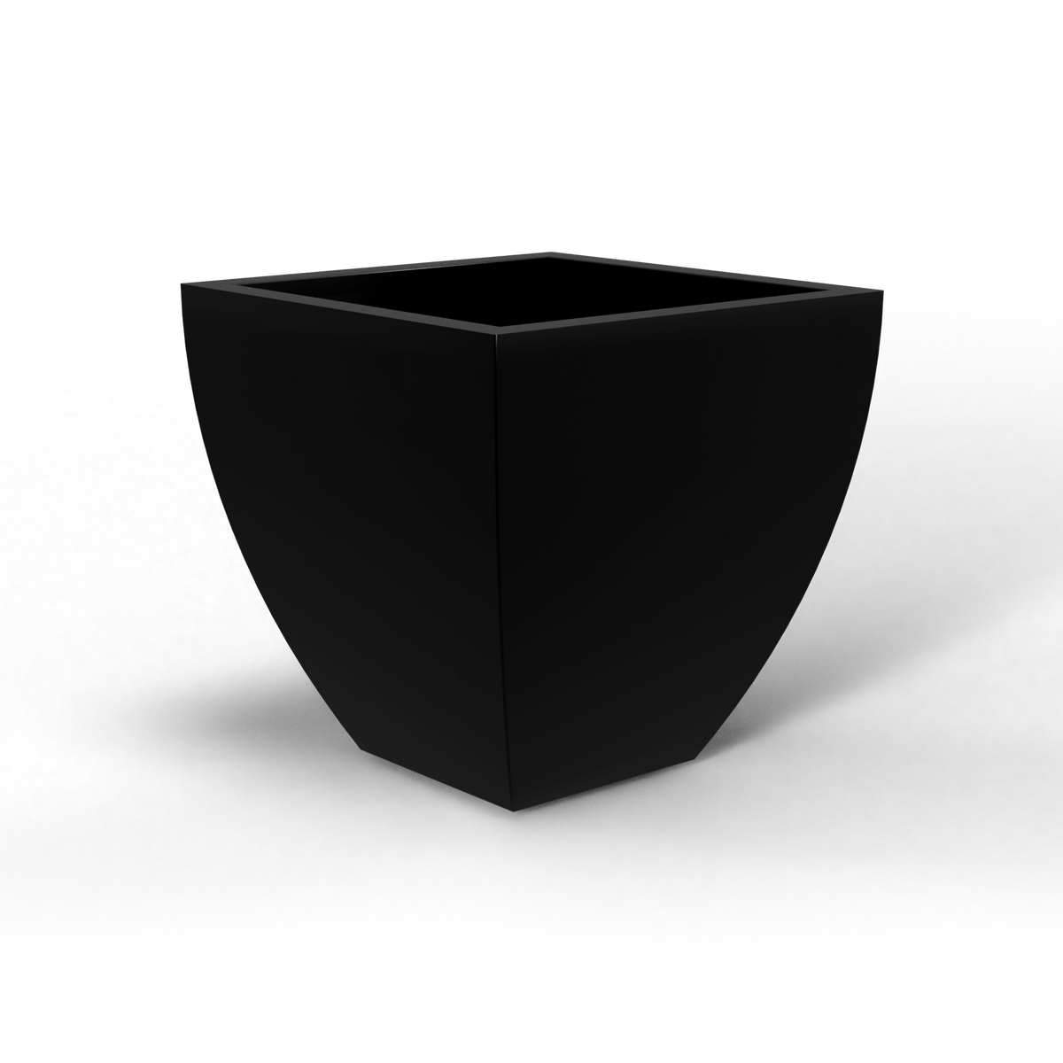 Lima tapered square fiberglass planter in Matte Black, studio render