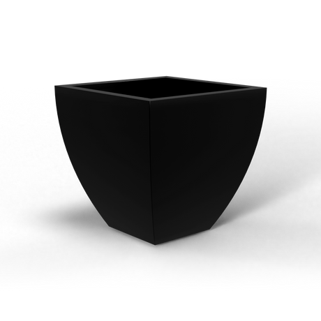 Lima tapered square fiberglass planter in Matte Black, studio render