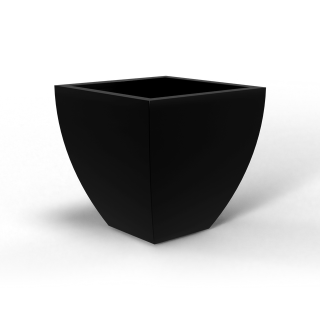 Lima tapered square fiberglass planter in Matte Black, studio render