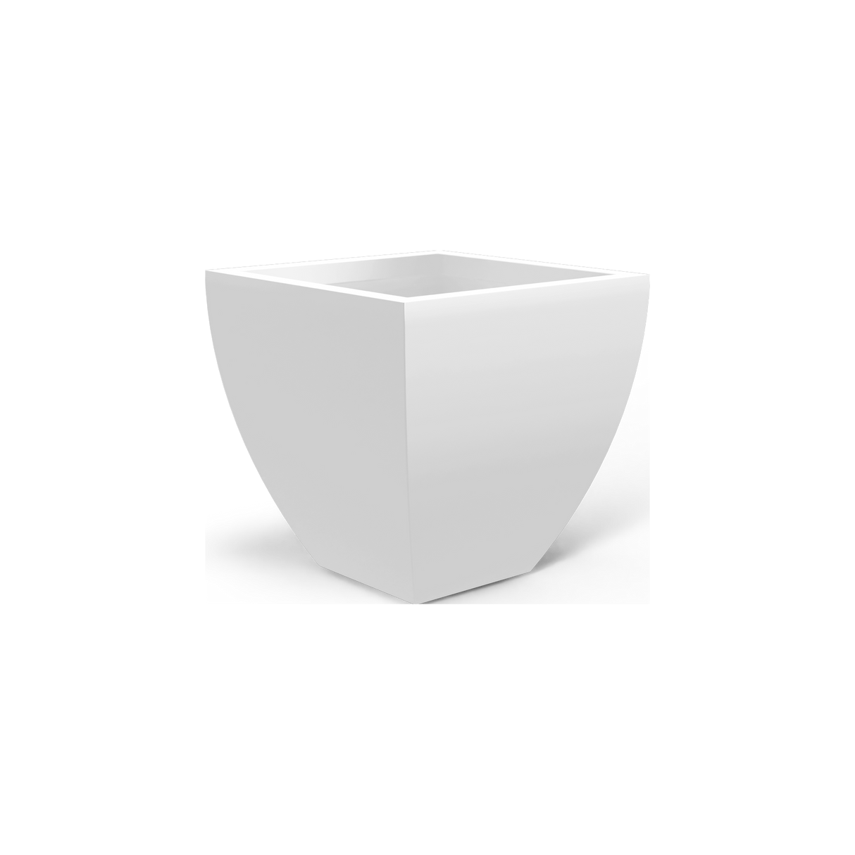 Lima tapered square fiberglass planter in Matte Bright White