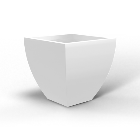 Lima tapered square fiberglass planter in Matte Bright White, studio render