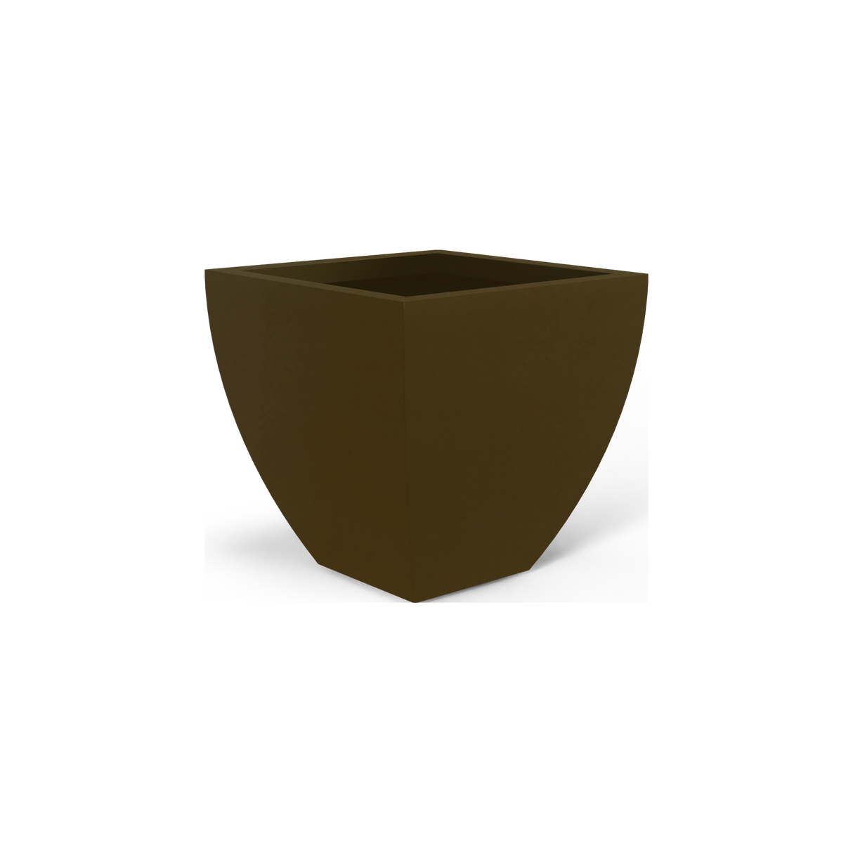 Lima tapered square fiberglass planter in Matte Bronze