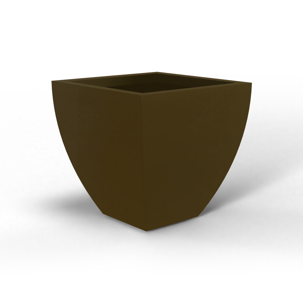 Lima tapered square fiberglass planter in Matte Bronze, studio render