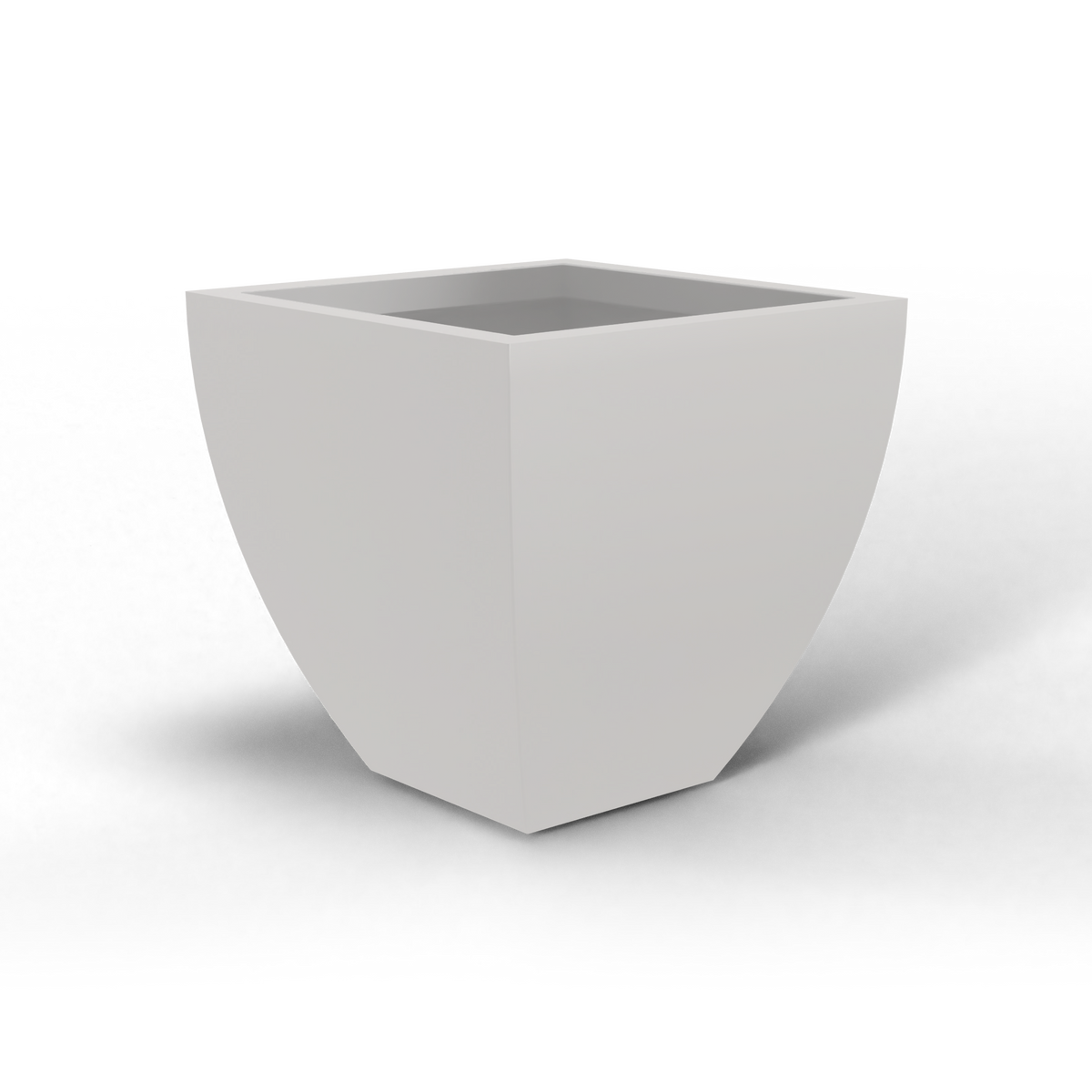Lima tapered square fiberglass planter in Matte Cement Grey, studio render