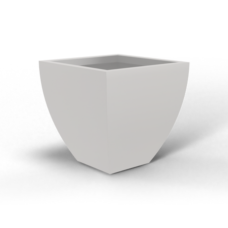 Lima tapered square fiberglass planter in Matte Cement Grey, studio render
