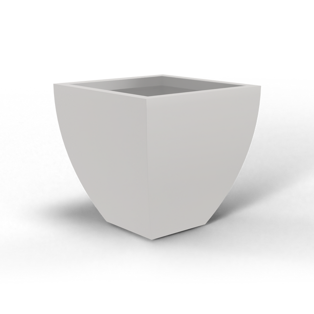 Lima tapered square fiberglass planter in Matte Cement Grey, studio render