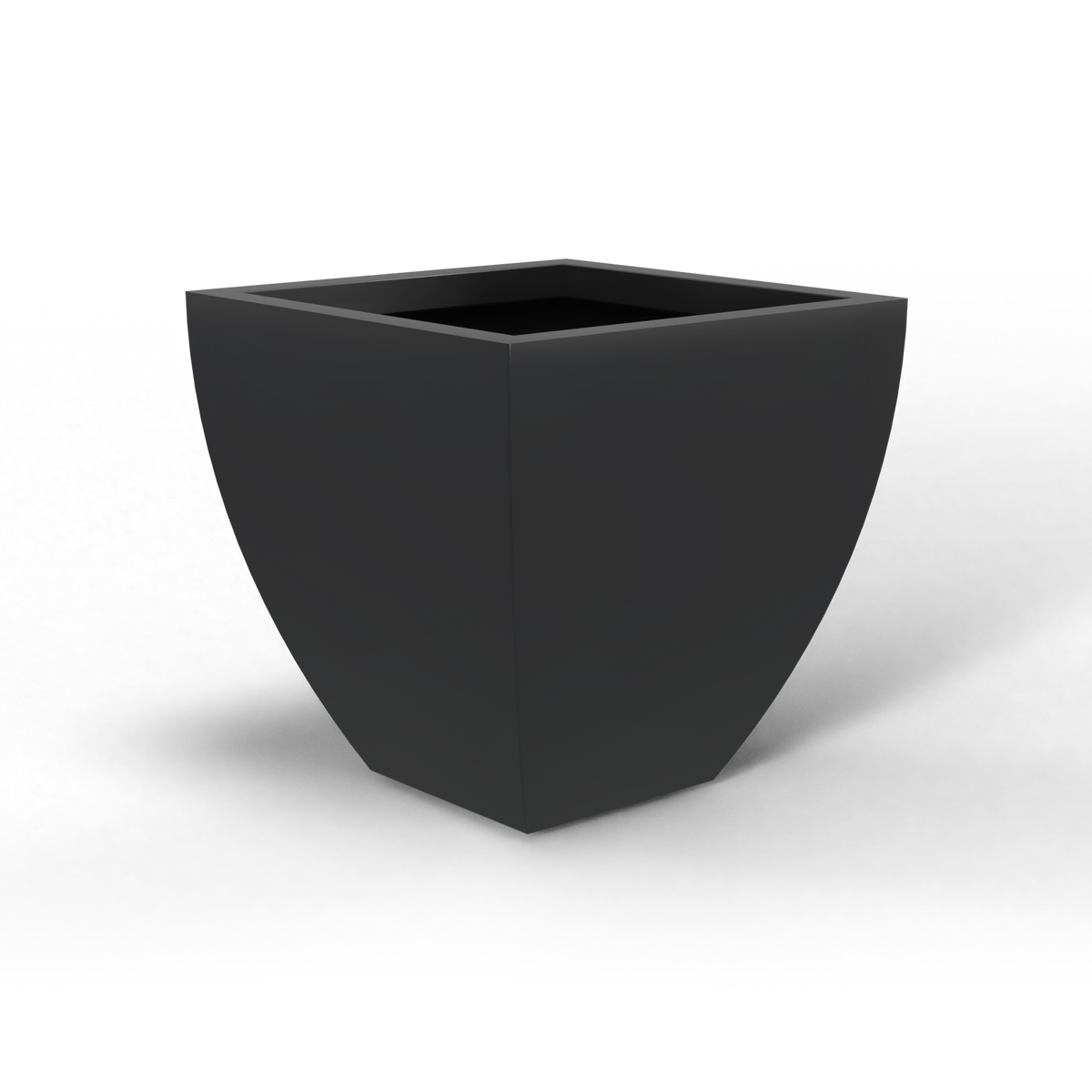 Lima tapered square fiberglass planter in Matte Charcoal, studio render