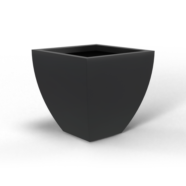 Lima tapered square fiberglass planter in Matte Charcoal, studio render