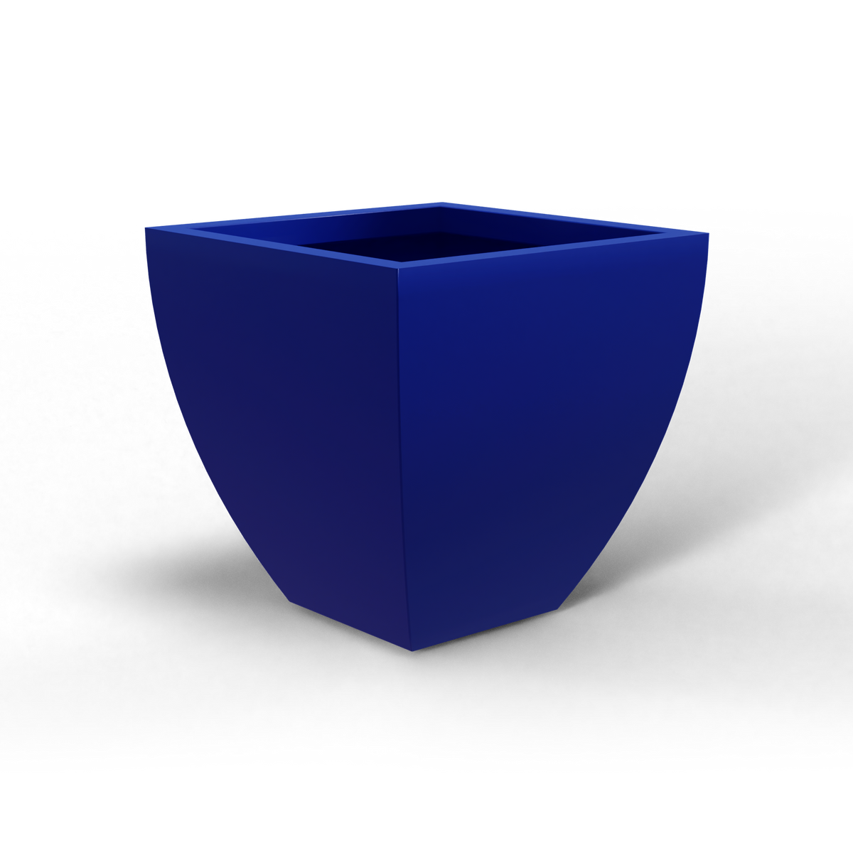 Lima tapered square fiberglass planter in Matte Cobalt Blue, studio render