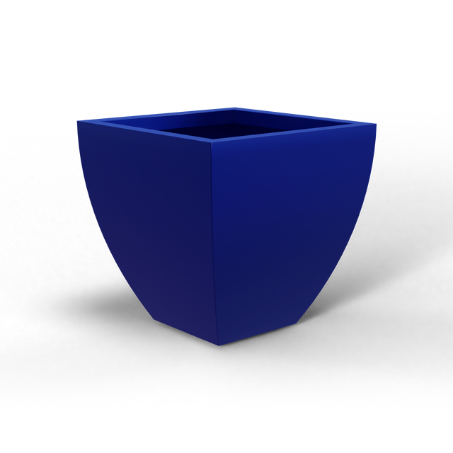 Lima tapered square fiberglass planter in Matte Cobalt Blue, studio render