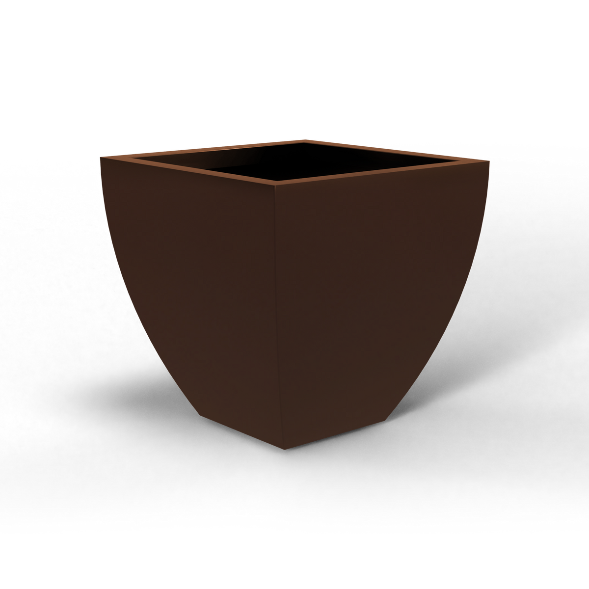 Lima tapered square fiberglass planter in Matte Dark Brown, studio render