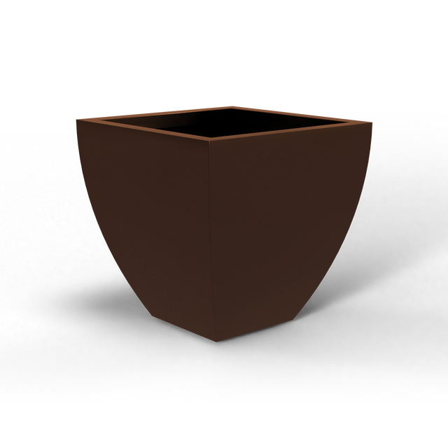 Lima tapered square fiberglass planter in Matte Dark Brown, studio render