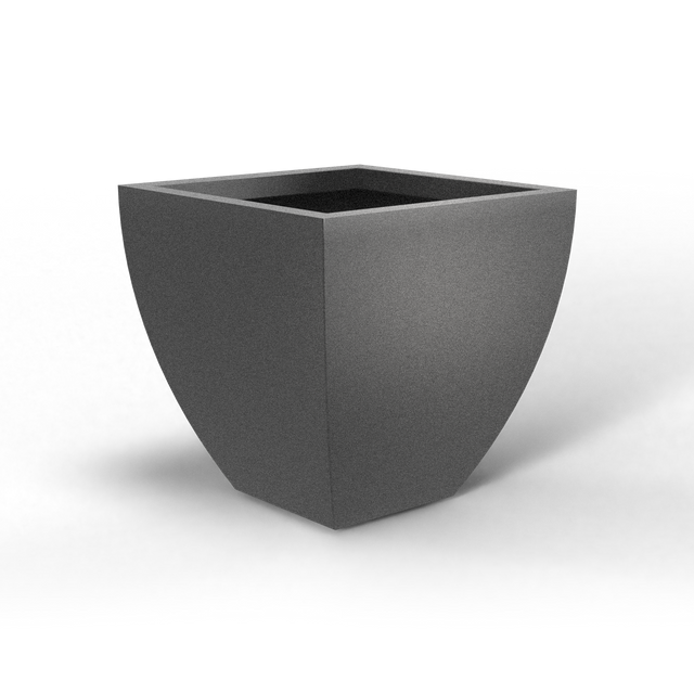 Lima tapered square fiberglass planter in Matte Gunmetal, studio render