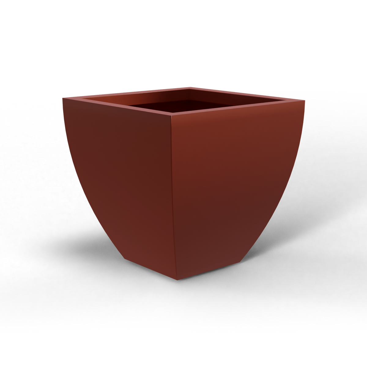 Lima tapered square fiberglass planter in Matte Terra Cotta, studio render