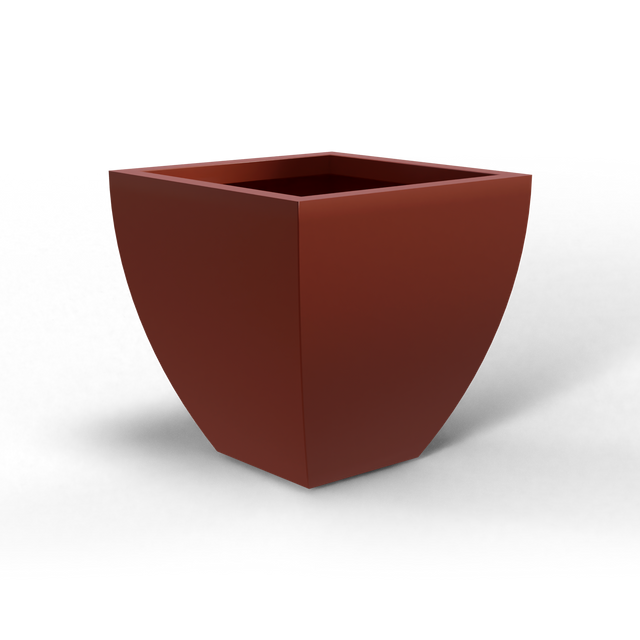 Lima tapered square fiberglass planter in Matte Terra Cotta, studio render
