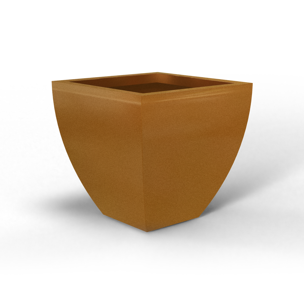 Lima tapered square fiberglass planter in Metallic Bronze, studio render